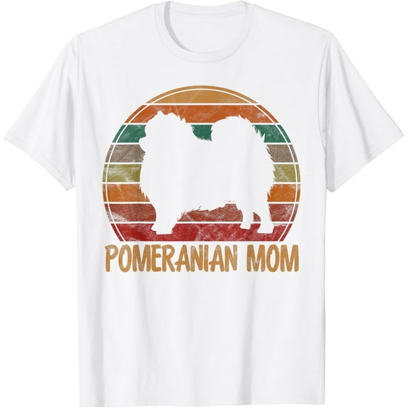Retro Pomeranian Mom Pompom Dog Owner Mother Pet Mama T-Shirt100% cotton