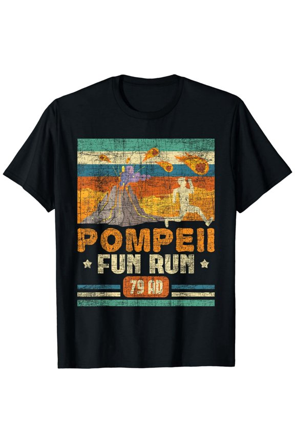 Retro Pompeii Fun Run Vesuvius Volcano for History Buff Unisex Short Sleeve Tee