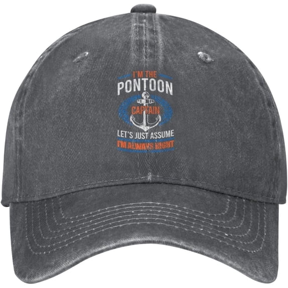 Retro Pon-toon Boat Cap-Tain Owner Boa-ting Gift Cowboy Hat Men Vintage Baseball Cap Summer Women Trucker Hat Black