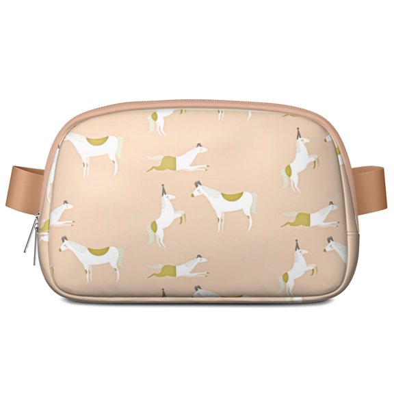 Retro Pony Belt Bag – Cute Foal and Horse Print Fanny Pack for Women, Floral Pattern with Rainbow Touch for Farm and Nature Lovers