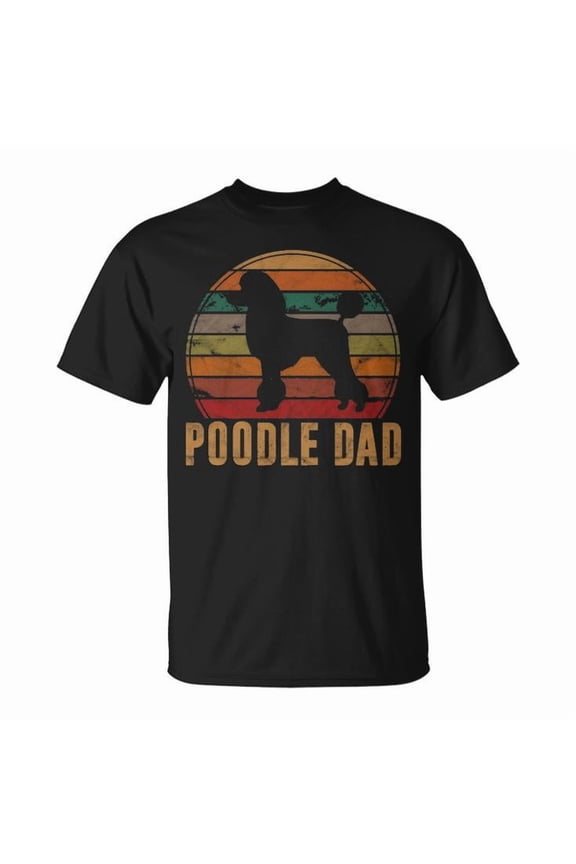 Retro Poodle Dad Dog Owner Graphic Tee Unisex Adult Cotton | Pet Lover Shirt for Poodle Fathers | Casual Everyday Outfit, Size L, Color Black