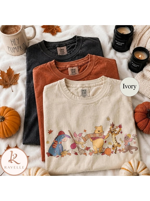 Retro Pooh and Friends Graphic T-Shirt, Fall Season Pumpkin Thanksgiving T-Shirt