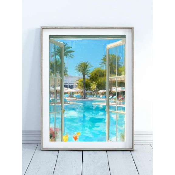 Retro Pool Swimming Pool Wall Art Print, Unframed Paper Poster 8x10in