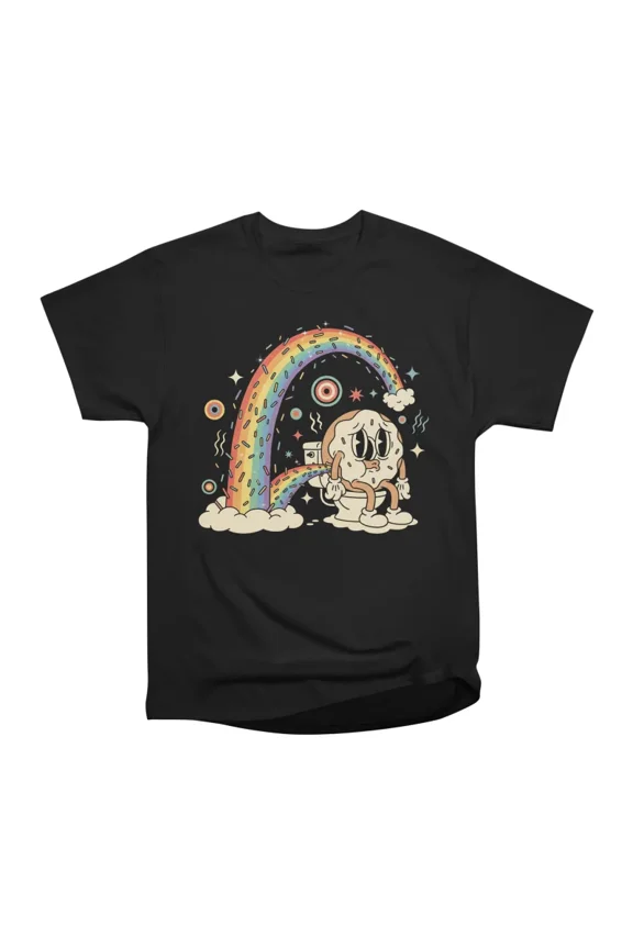 Retro Pooping Rainbow Donut Dude T-Shirt Tee Gift For Him Merch For Her Apparel For Friend