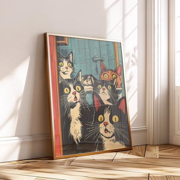 Retro Pop Art Cat Comic Wall Art Print, Unframed Paper Poster 8x10in