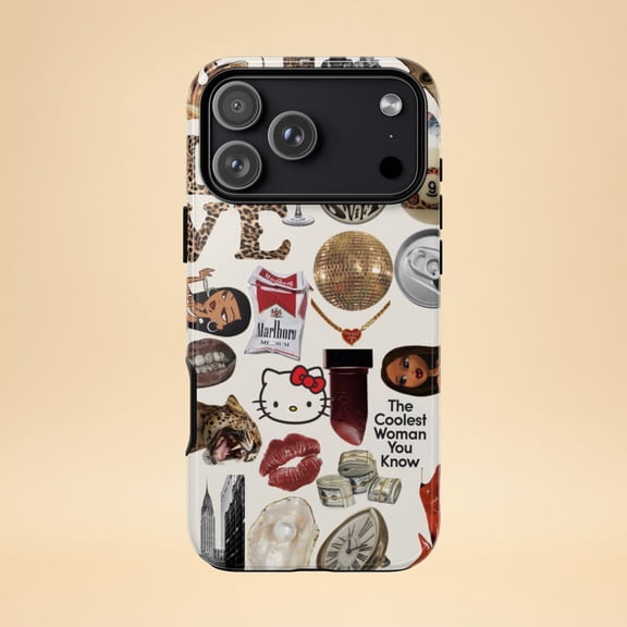 Retro Pop Art Collage Phone Case For iPhone Samsung Galaxy Hard Plastic Shell Vintage Sticker Style