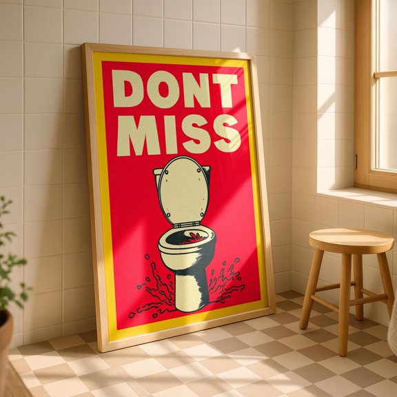 Retro Pop Art Toilet Poster Bold Comic Style Wall Decor Print