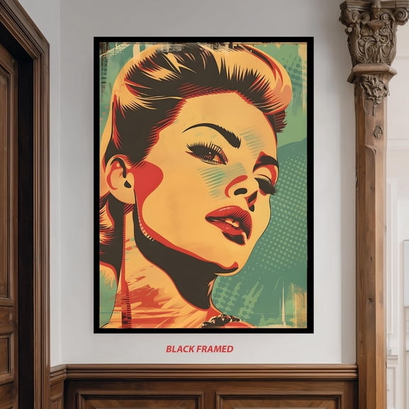Retro Pop Art Woman Poster Vintage Comic Style Eclectic Wall, Unframed Poster