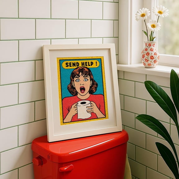 Retro Pop Comic Bathroom Wall Art Unframed Paper Print