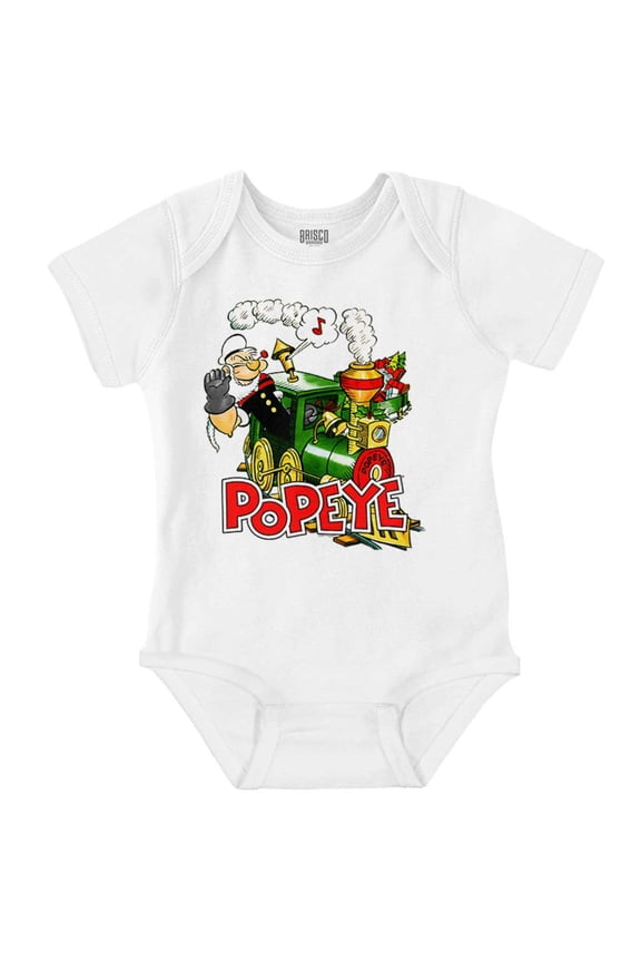 Retro Popeye Steam Train Cartoon Romper Boys or Girls Infant Baby Brisco Brands 18M