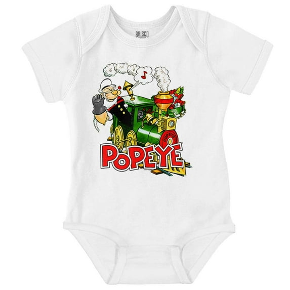 Retro Popeye Steam Train Cartoon Romper Boys or Girls Infant Baby Brisco Brands 24M