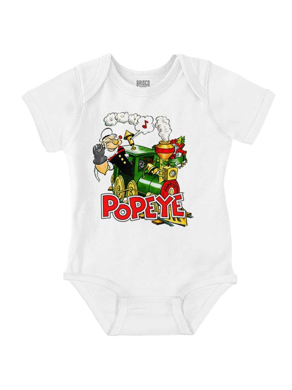 Retro Popeye Steam Train Cartoon Romper Boys or Girls Infant Baby Brisco Brands 6M
