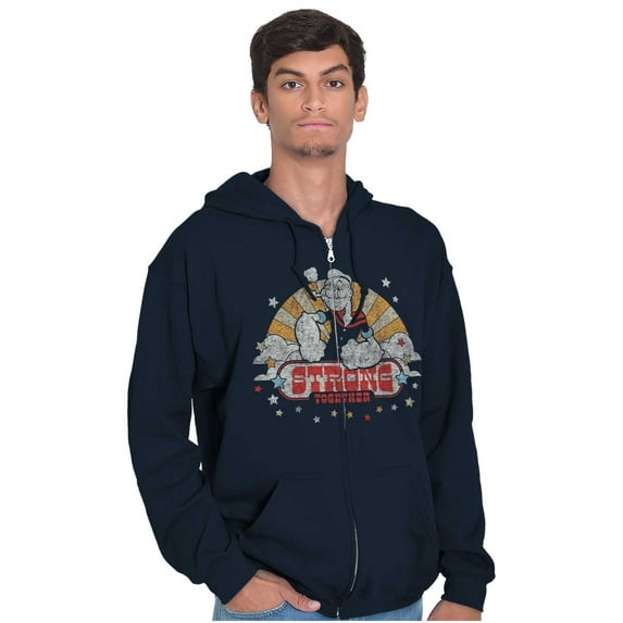 Retro Popeye Strong Together Zip Up Hoodie Men's Women's Brisco Brands S
