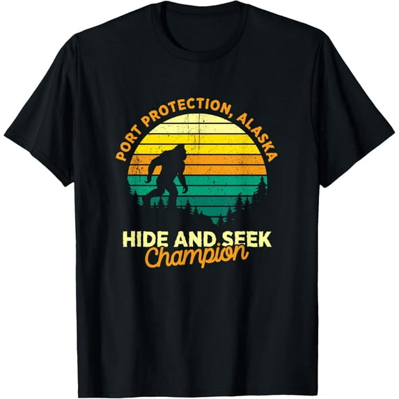 Retro Port Protection, Alaska Big foot Souvenir Funny Creative Graphic T-Shirt
