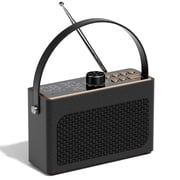 ANTBOOK Retro Portable Bluetooth Speaker with FM Radio & Alarm Clock, LED Display, Vintage Mini for Bedroom Black