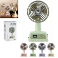 thumbnail image 1 of Retro Portable Table Fan, 100-Speed Digital Display, 90° Tilt USB Rechargeable Desk Fan with 1200mAh Battery, Compact Cooling Fan for Desktop, Office, Bedroom & Travel, 1 of 6