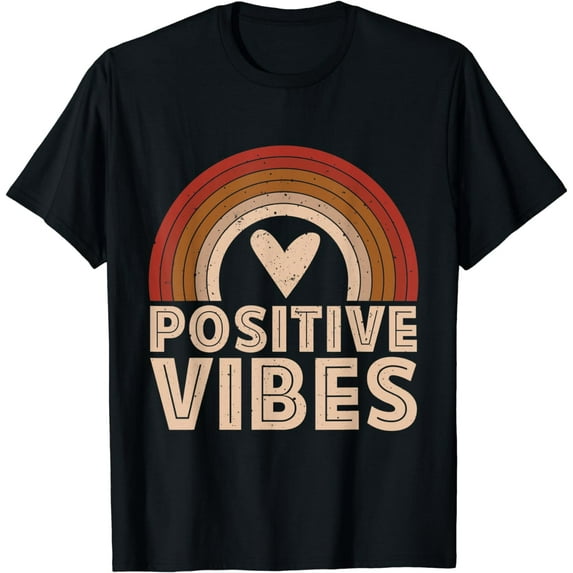 Retro Positive Vibes 70s 80s Vintage Heart Design T-Shirt