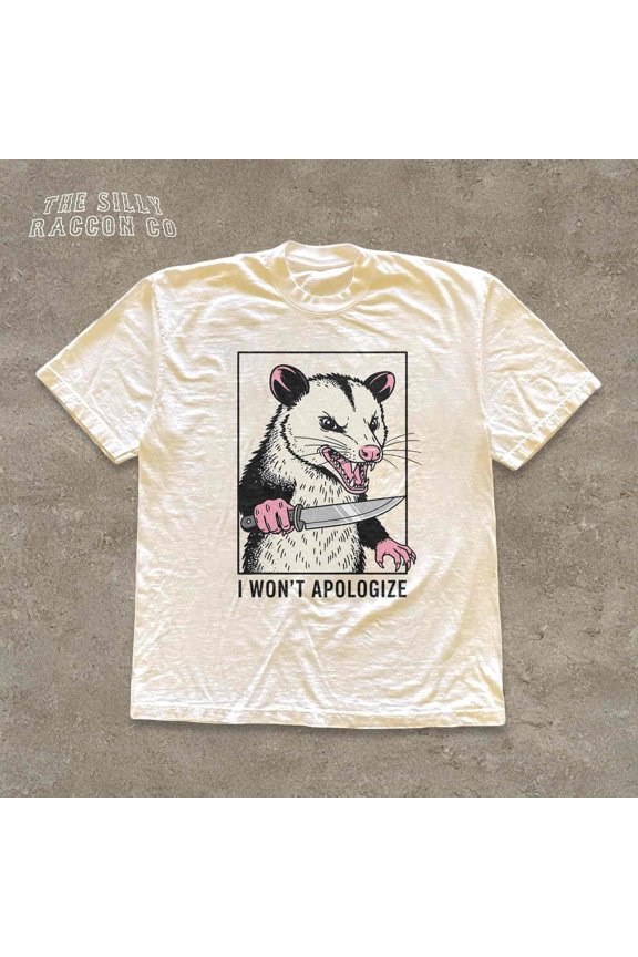 Retro Possum Weirdcore Shirt, I Won't Apologize Tee, Funny Dark Humor Gift for Him Her, Sarcastic Animal Meme T-Shirt, Unapologetic Top