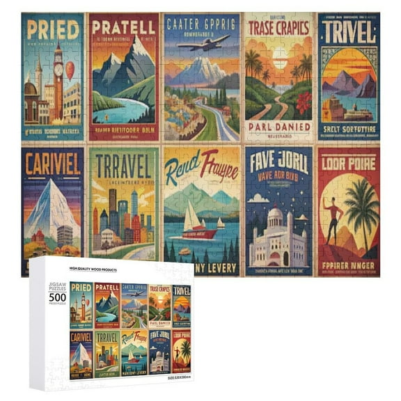 Retro Poster 500-Piece Puzzle - Perfect for Challenging Fun at Family Game Nights, Weddings, and Graduation Events