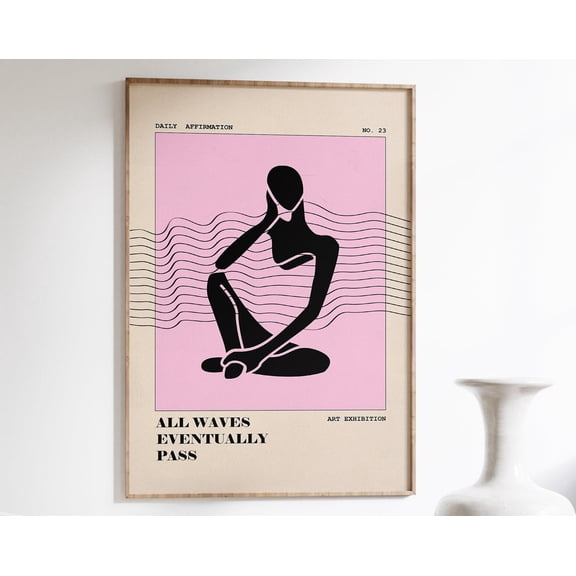 Retro Poster, Psychedelic Wall Art, Pink Wall Art, Trendy Wall Decor, Y2K Print, 70S Wall Art, Trippy Art, Mindfulness Quote, Bedroom Poster Wall Art, Modern Wall Decor, 8x12 UNFRAMED