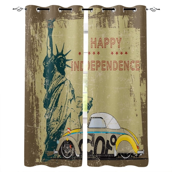 Retro Poster Room Curtains Large Window Living Room Kitchen Outdoor Fabric Drapes Indoor Decor Kids Window