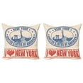 thumbnail image 1 of Ambesonne Vintage Throw Pillow Cover 2 Pack, Love NYC in Red Blue, 18", Blue Orange, 1 of 2