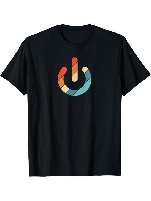 Retro Power IT Simple Computer Nerd Geek Standby Symbol T-Shirt men and women can wear, black, white, gifts
