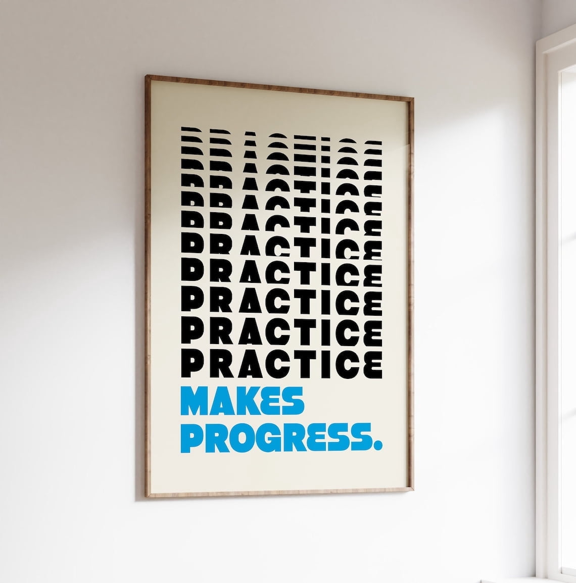 Retro Practice Makes Progress Inspirational Wall Art UNFRAMED PAPER ...