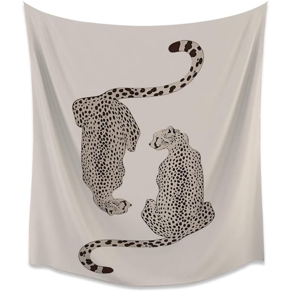 Retro Preppy Leopard Aesthetic Tapestry Funky Girly Y2K Dopamine Wall Hanging Minimalist Trendy Cheetah Tapestries for Bedroom College Dorm Living Room Wall Decorwhite40x60inch