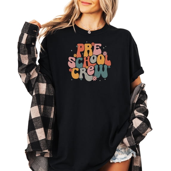 Retro Preschool Shirt for Toddlers, Youth and Women Vintage Trendy School Tee for Adults and Kids Black Shirt Adult Medium