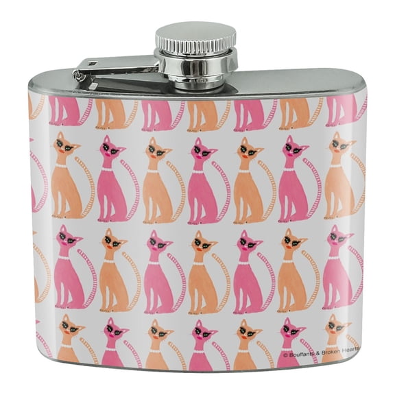 Retro Pretty Kitty Cats Pattern Stainless Steel 5oz Hip Drink Kidney Flask