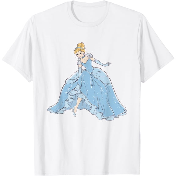 Retro Princess in Dress Cinderella DTG Print Unisex T-Shirt,White Color,Size 4T