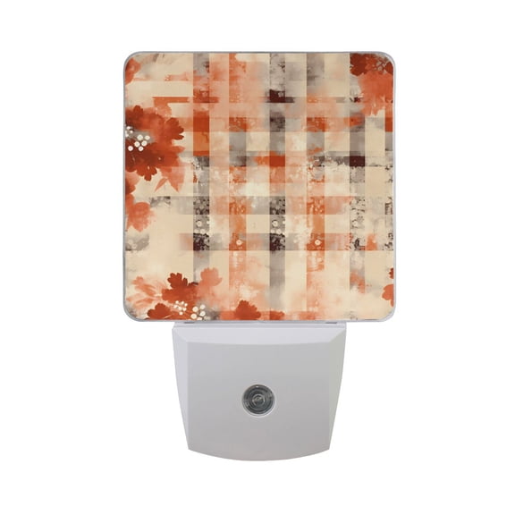 Retro Print Night Light LED Dusk to Dawn Auto Sensor Night Lamp Plug-in Nightlight for Bedroom Hallway Kitchen 2 PCs