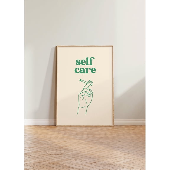 Retro Print Self Care Print Funny Retro Print Retro Wall Decor Ironic Funny Quote Print Retro Self Care Poster Smoking Print Poster