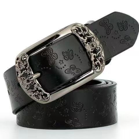 Retro Printed Belt Women's Versatile Needle Buckle Wholesale Korean Version Fashion Casual Belt/Jeans Belt