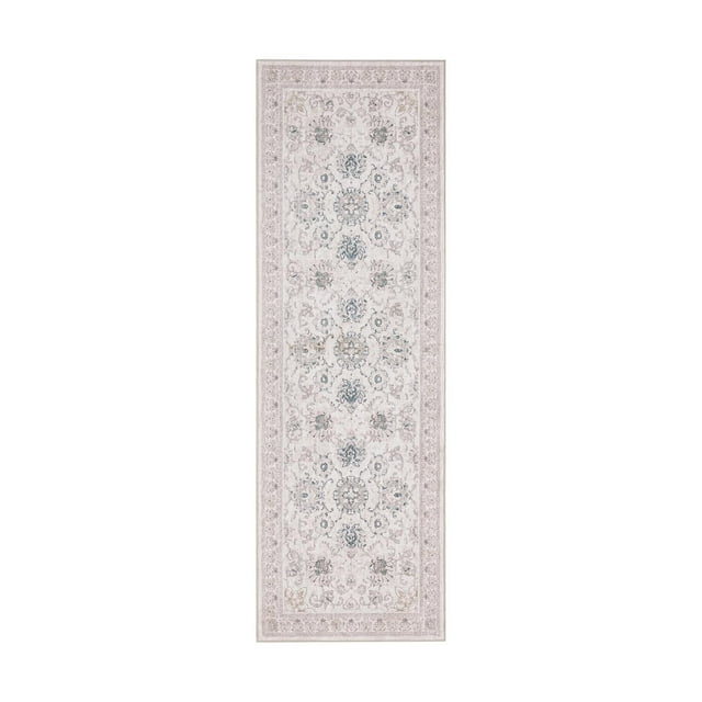 Retro Printed Boho Area Rugs, Vintage Washable Non-Slip Rug for, Living Room, Bedroom, 2 x 6 ft, Beige, 1 Pack
