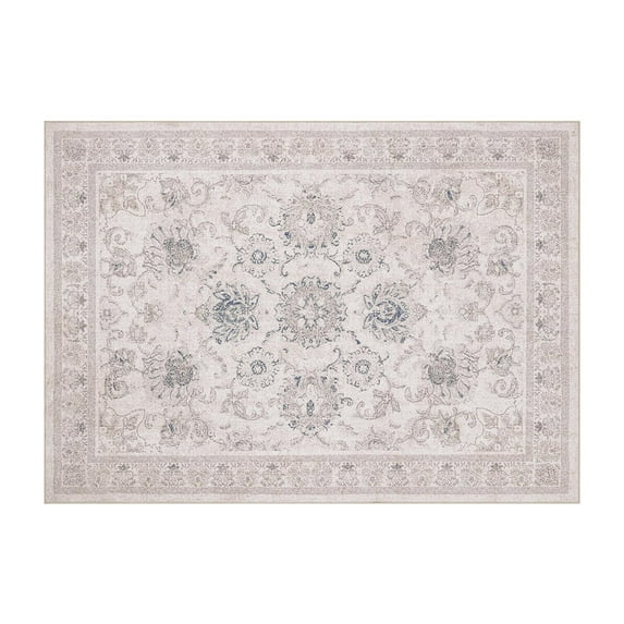 Retro Printed Boho Area Rugs, Vintage Washable Non-Slip Rug for, Living Room, Bedroom, 5 x 7 ft, Beige, 1 Pack