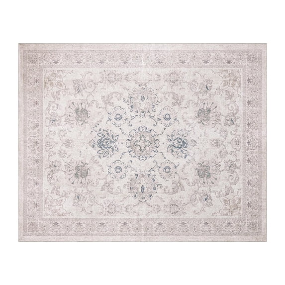 Retro Printed Boho Area Rugs, Vintage Washable Non-Slip Rug for, Living Room, Bedroom, 8 x 10 ft, Beige, 1 Pack