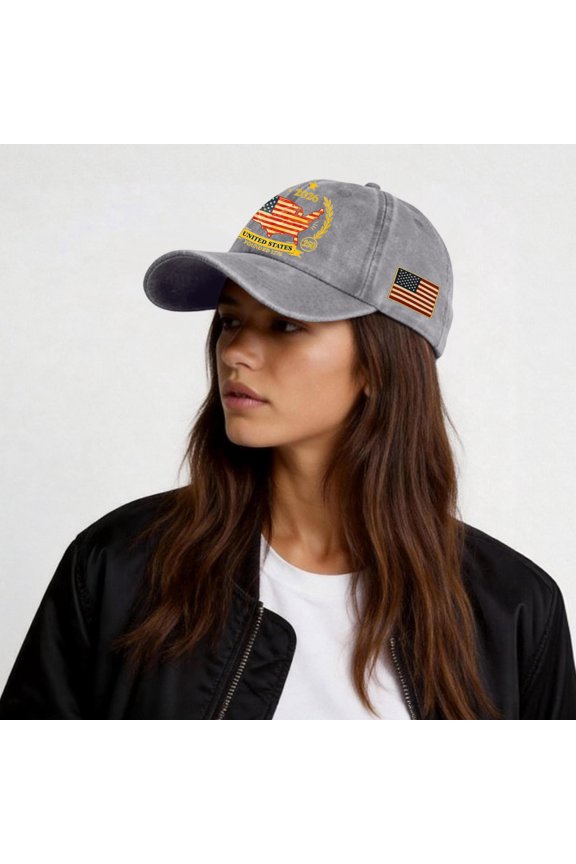 Retro Printed Patriotic Baseball Cap, Soft Distressed Washed Hat for Daily Wear, Unisex Faded Stars and Stripes Design, Comfortable Sunshade for Travel Camping and Summer Events