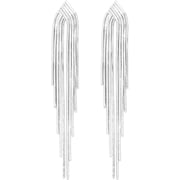 Retro Pro 925 Pure Sterling Silver Earpin Chain Tassel Long Dangle Stud Earrings White Gold Professionally Plated Weddings/Bridal/Woman Jewellery[w539]