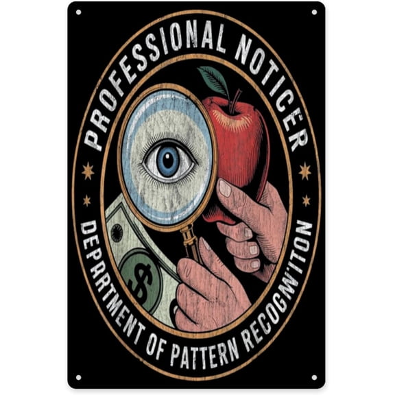 Retro Professional Noticer Department of Pattern Recognition Rustic Wall Decor Wall Plaque 8x12 Inch Distressed Finish Sign for Cafe Man Cave Farmhouse Decor