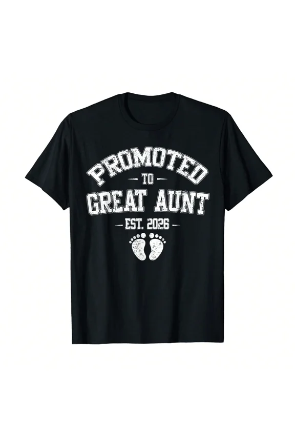 Retro Promoted To Great Aunt Est 2026 Funny Vintage Style Pregnancy Announcement Family Gift Black T-Shirt