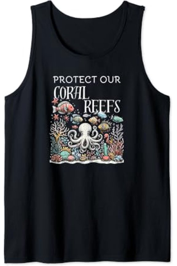Retro Protect The Coral Save The Reef Sea Ocean Conservation Tank Top Size S-3XL