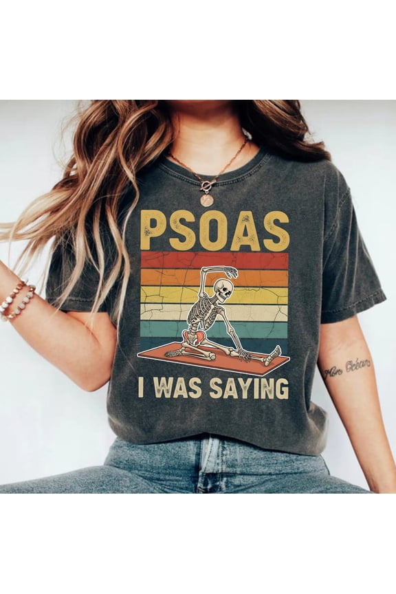 Retro Psoas Anatomy Yoga Skeleton Graphic Shirt Vintage Muscle Stretch Art Tee Comfort Colors Unisex Cotton T-Shirt, Size S-3XL