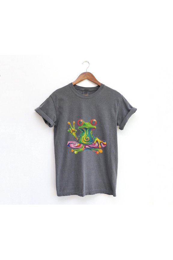 Retro Psychedelic Frog Shirt, Trippy Frog T-Shirt, Retro Distressed Tee, Cute Young Men Gi
