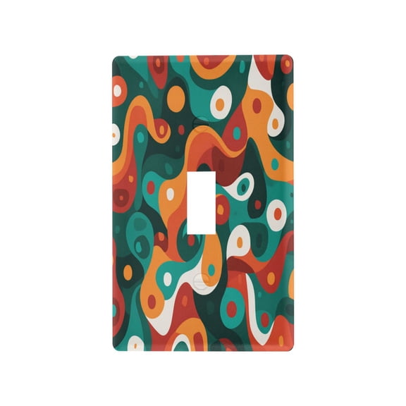 Retro Psychedelic Swirl Decorative Wall Plate, Flame Retardant PC Plastic Light Switch & Outlet Cover with Mounting Screws Fits Toggle Switch