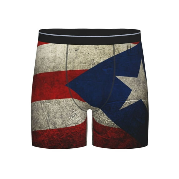 Retro Puerto-Rico-Flag Boxer Briefs Novelty Underwear With Fly Underwear For Men