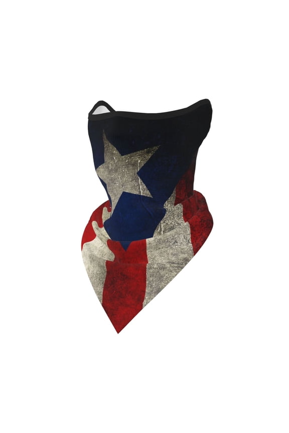 Retro Puerto Rico Flag Neck Gaiter Balaclava Face Scarf Mask Quick-Dry Half Masks For Women Men Sun Protection Breathable Dustproof