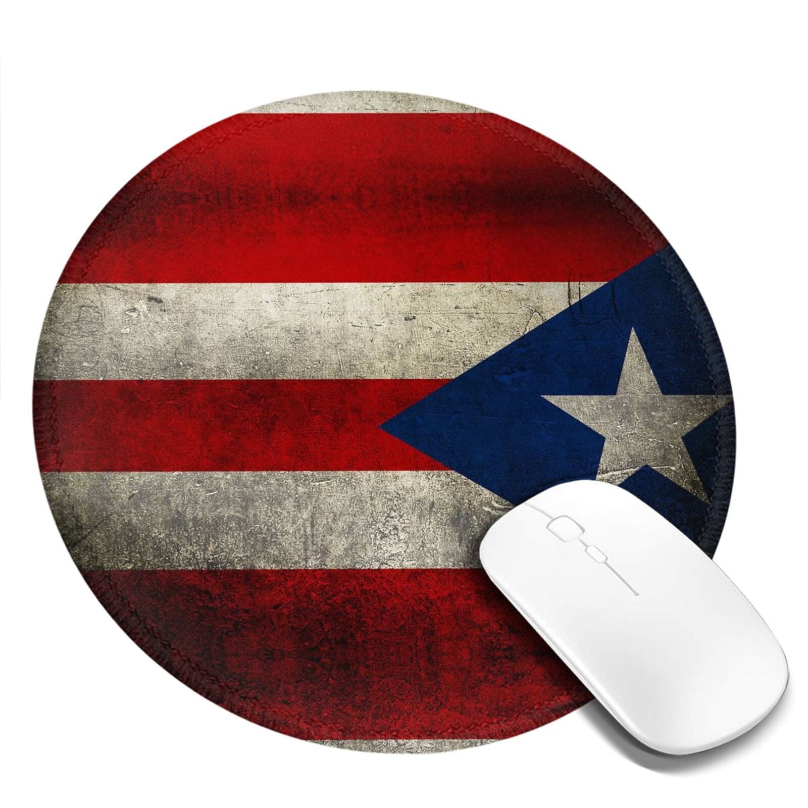 Retro Puerto-Rico-Flag Small Round MousePad for Wireless Computer ...