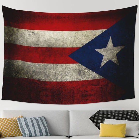 Retro Puerto-Rico-Flag Tapestry Wall Hanging Tapestry For Bedroom Living Room Dorm (60 * 90 Inches)